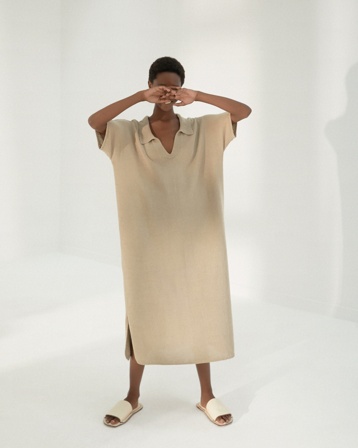 Cordera Knit Linen Dress - Smocked Green | Garmentory