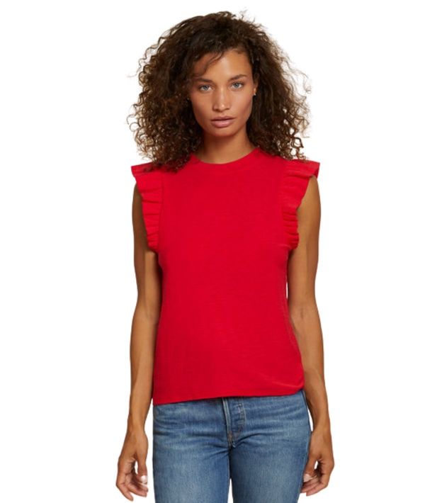 Paulette Ruffled Tank- Campari Paulette Ruffled Tank- Campari