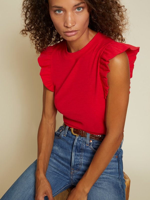 Paulette Ruffled Tank- Campari Paulette Ruffled Tank- Campari