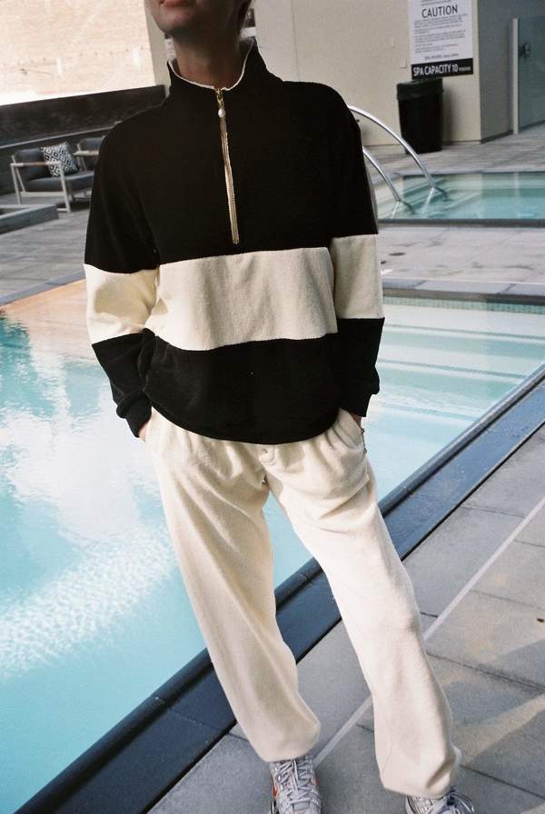 Striped Terry Pullover - Black Striped Terry Pullover - Black