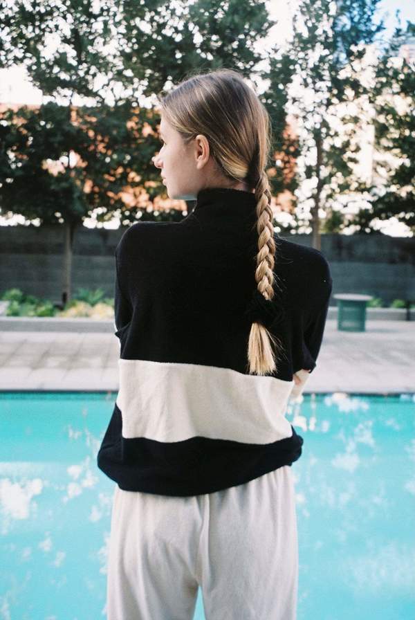 Striped Terry Pullover - Black Striped Terry Pullover - Black