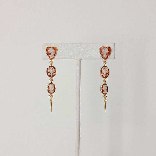 GRAINNE MORTON 3 Cameo Drop Earrings GRAINNE MORTON 3 Cameo Drop Earrings