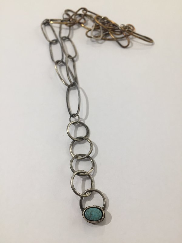 India Wysong Handmade Chain and Turquoise Pendant Necklace India Wysong Handmade Chain and Turquoise Pendant Necklace