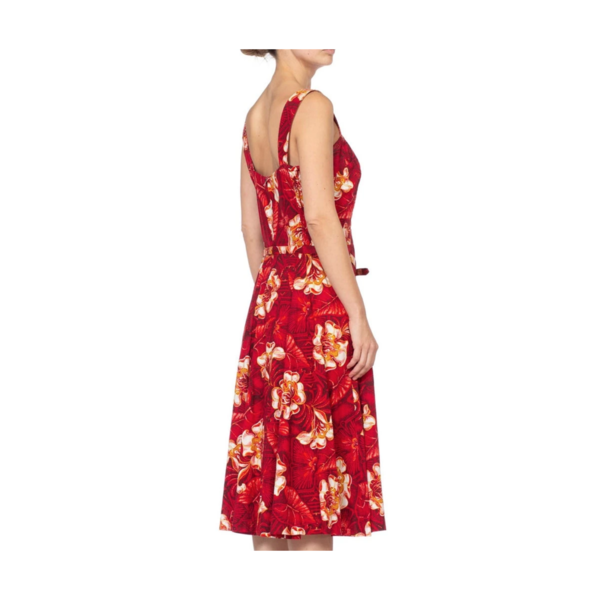 Vintage 1950S Morphew Tropical Cotton Rockabilly Hawaiian Floral Dress - Red Vintage 1950S Morphew Tropical Cotton Rockabilly Hawaiian Floral Dress - Red