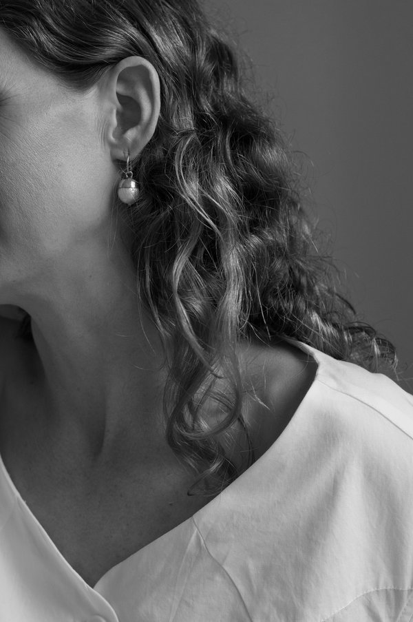 Pearl Drop Hoops, Silver Pearl Drop Hoops, Silver