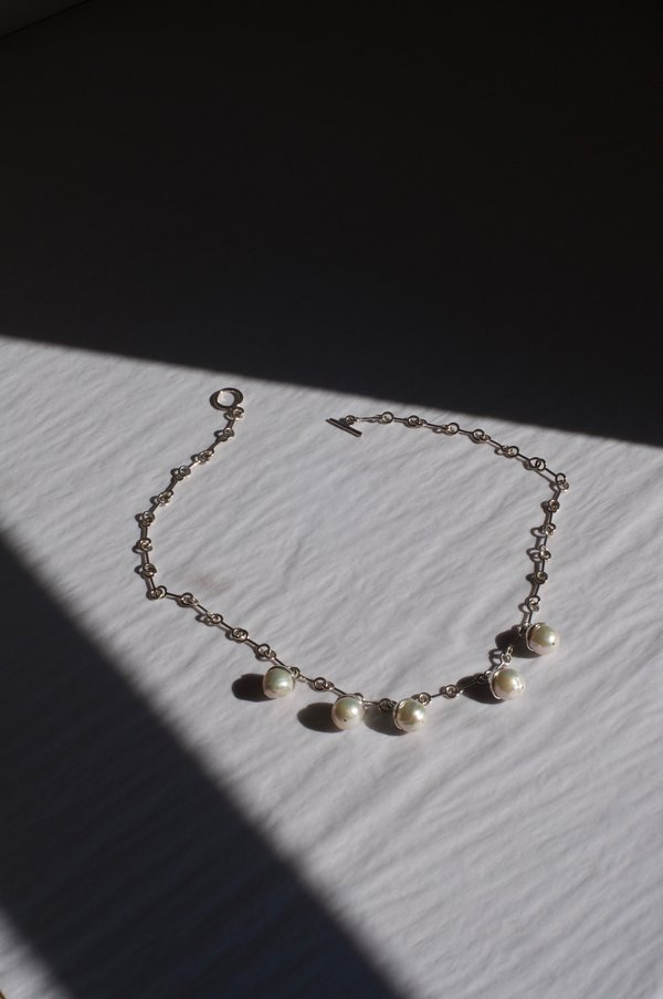 Pearl Drop Necklace, Silver Pearl Drop Necklace, Silver