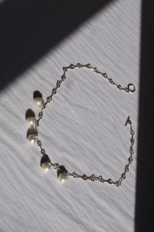 Pearl Drop Necklace, Silver Pearl Drop Necklace, Silver