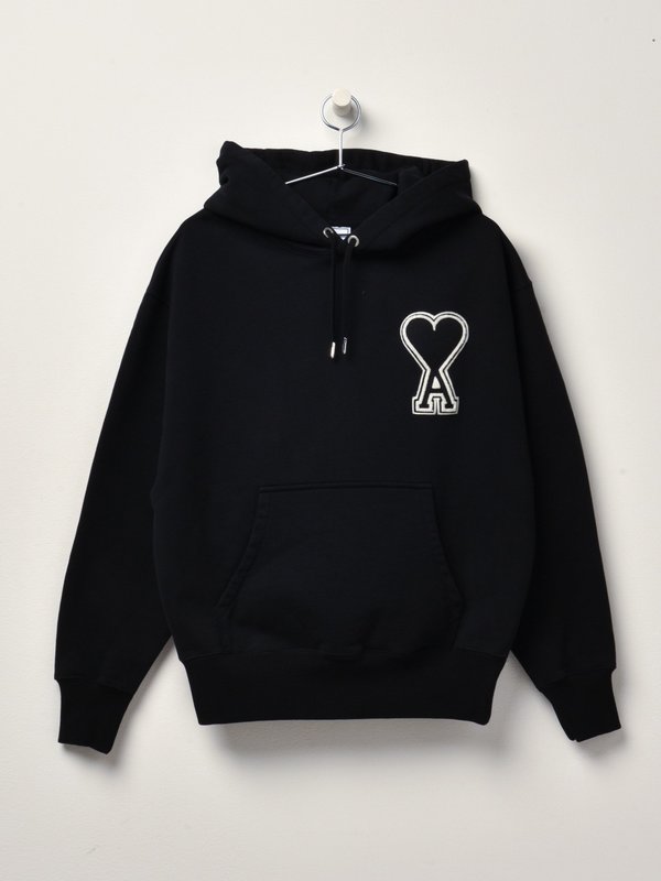 HOODIE WITH OVERSIZE AMI DE CUR_NOIR/001 HOODIE WITH OVERSIZE AMI DE CUR_NOIR/001