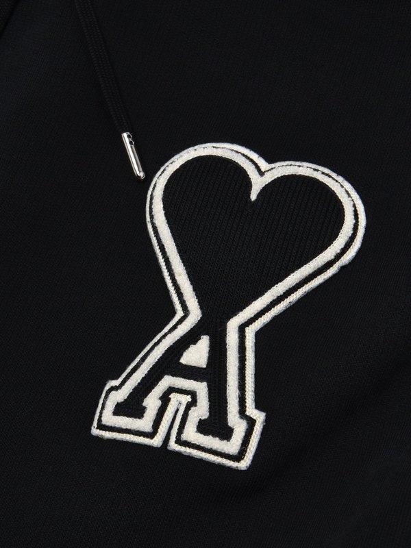 HOODIE WITH OVERSIZE AMI DE CUR_NOIR/001 HOODIE WITH OVERSIZE AMI DE CUR_NOIR/001