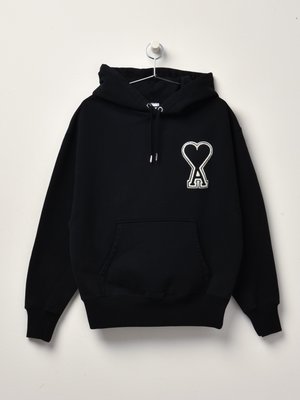 HOODIE WITH OVERSIZE AMI DE CUR_NOIR/001 HOODIE WITH OVERSIZE AMI DE CUR_NOIR/001