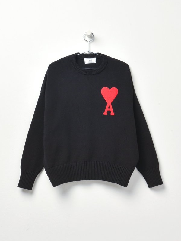 OVERSIZE AMI DE COEUR CREWNECK SWEATER_NOIR/001 OVERSIZE AMI DE COEUR CREWNECK SWEATER_NOIR/001