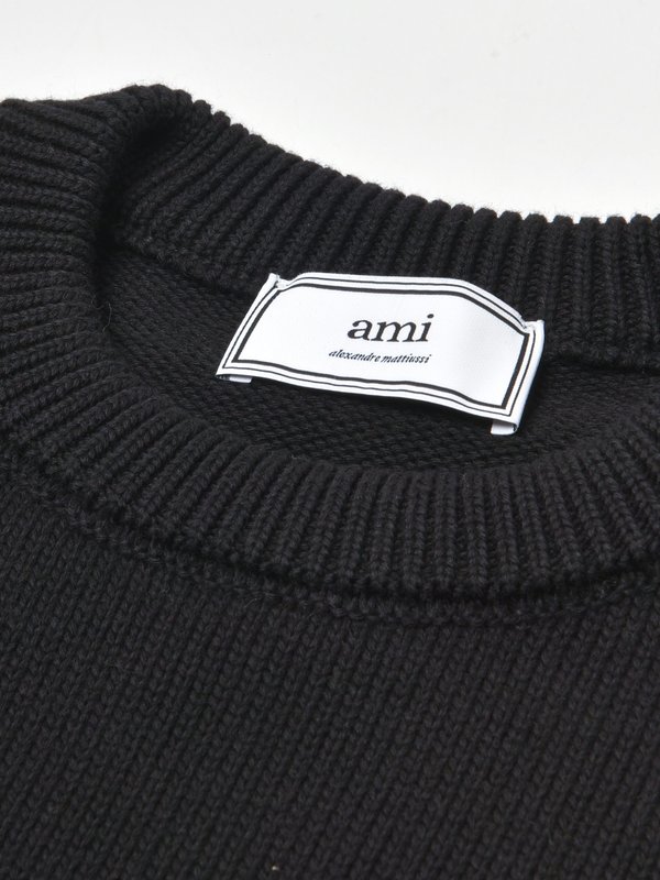OVERSIZE AMI DE COEUR CREWNECK SWEATER_NOIR/001 OVERSIZE AMI DE COEUR CREWNECK SWEATER_NOIR/001