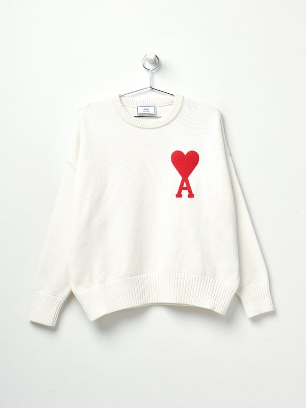 OVERSIZE AMI DE COEUR CREWNECK SWEATER_WHITE/100 OVERSIZE AMI DE COEUR CREWNECK SWEATER_WHITE/100