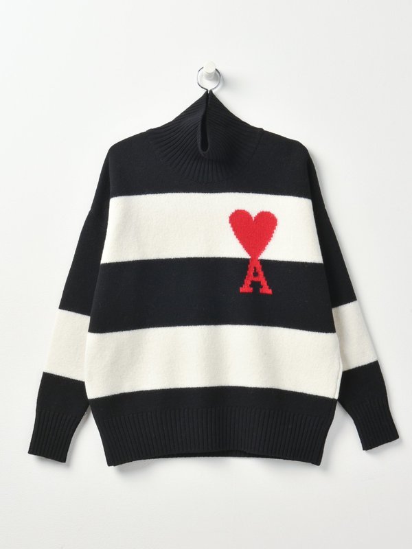 PULL RAYE COEUR_NOIR/BLANC/004 PULL RAYE COEUR_NOIR/BLANC/004