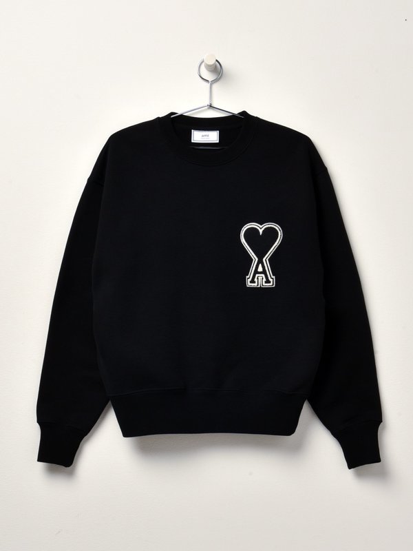 SWEATSHIRT WITH OVERSIZE AMI DE COEUR_NOIR/001 SWEATSHIRT WITH OVERSIZE AMI DE COEUR_NOIR/001