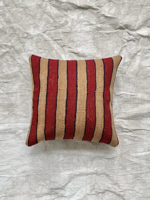 Cuttalossa & Co. Outlined Stripe Kilim Pillow - Berry/Wheat Cuttalossa & Co. Outlined Stripe Kilim Pillow - Berry/Wheat