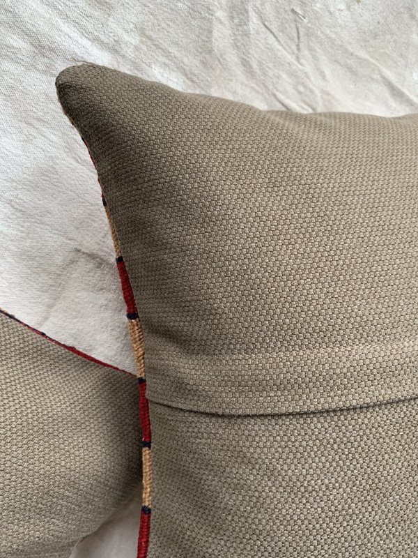Cuttalossa & Co. Outlined Stripe Kilim Pillow - Berry/Wheat Cuttalossa & Co. Outlined Stripe Kilim Pillow - Berry/Wheat
