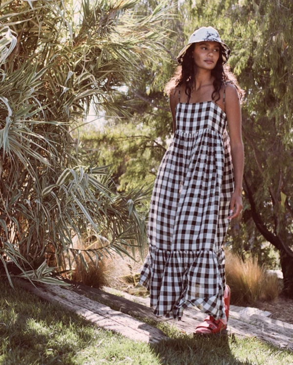The Great. The Dainty Dress - Black/Cream Gingham | Garmentory