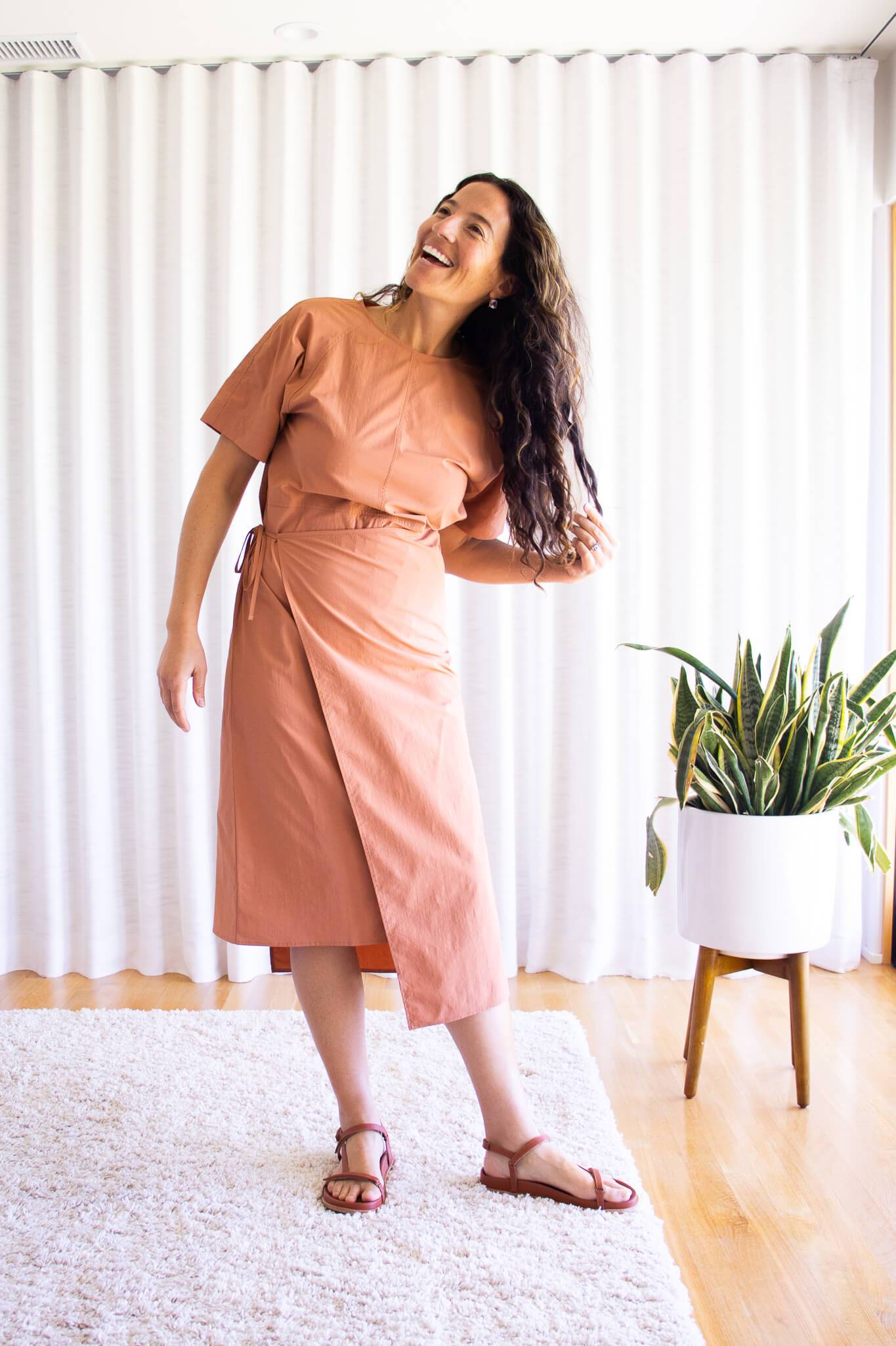 Mijeong Park Wrap Dress in Dusty Orange | Garmentory