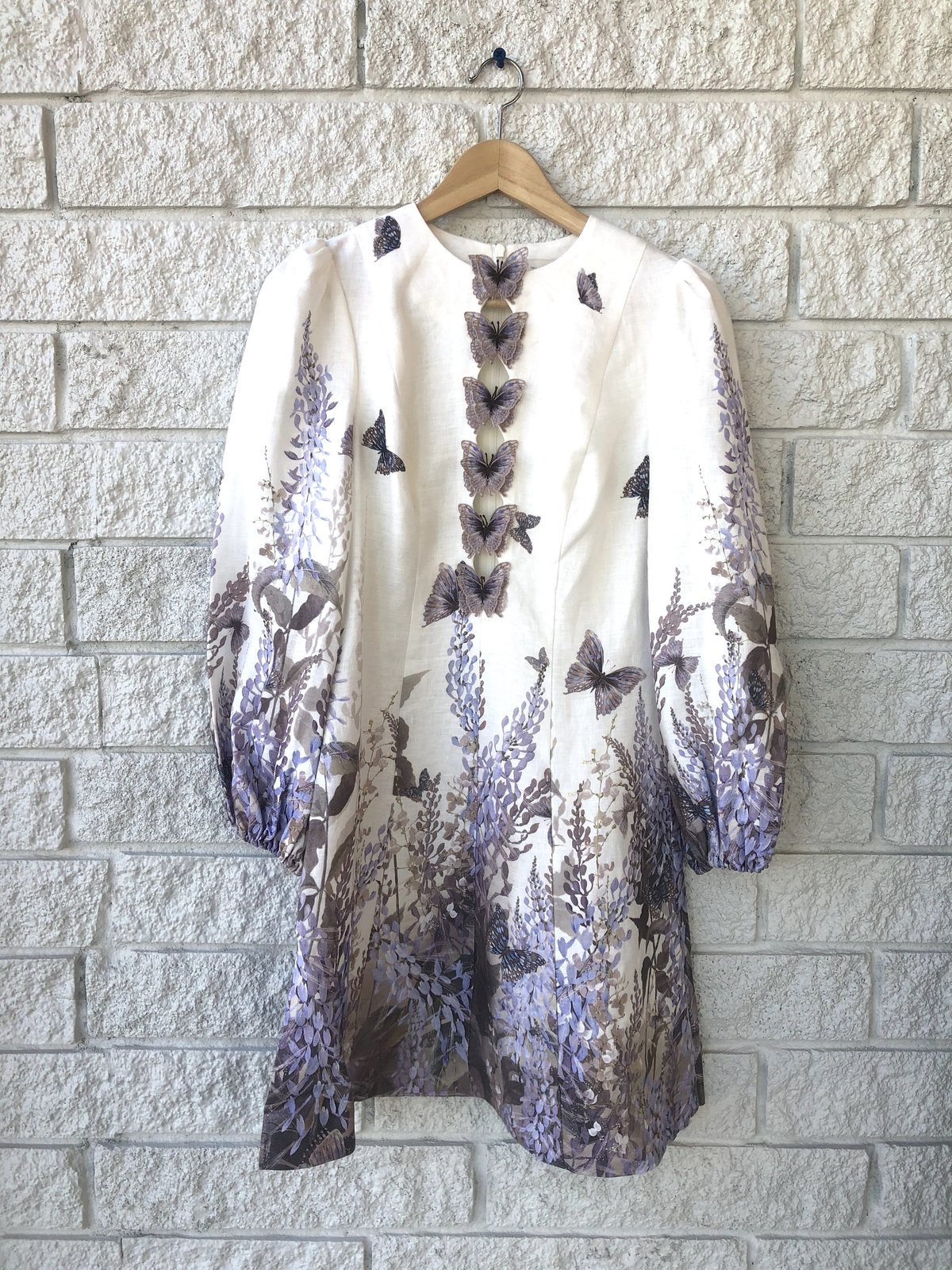 butterfly embellished linen & silk mini dress by zimmermann Zimmermann Butterfly Mini Dress Sz 0