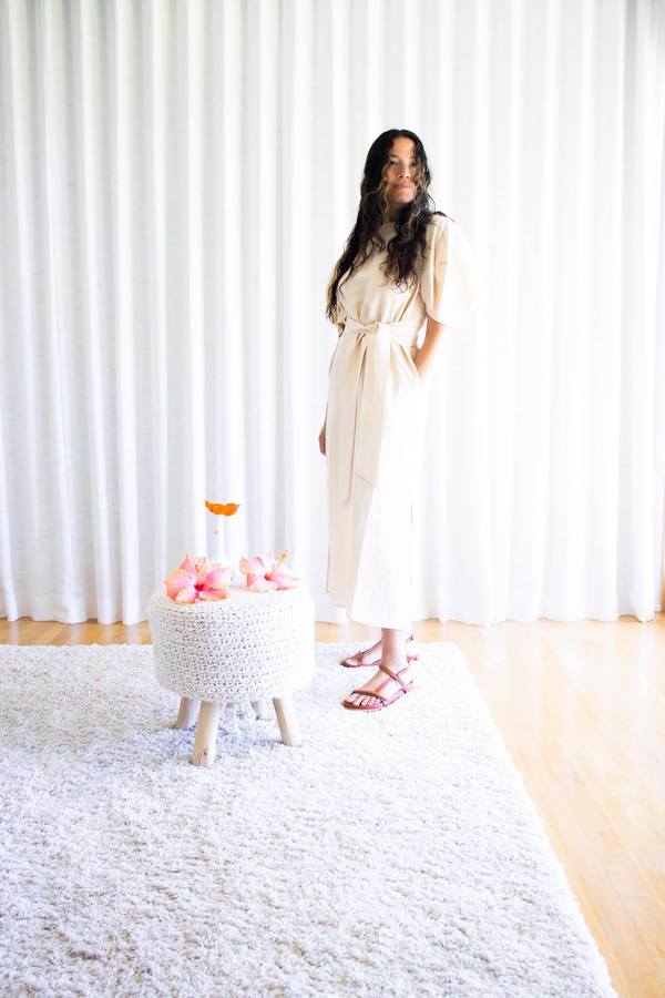Mijeong Park Balloon Sleeve Dress in Light Beige | Garmentory