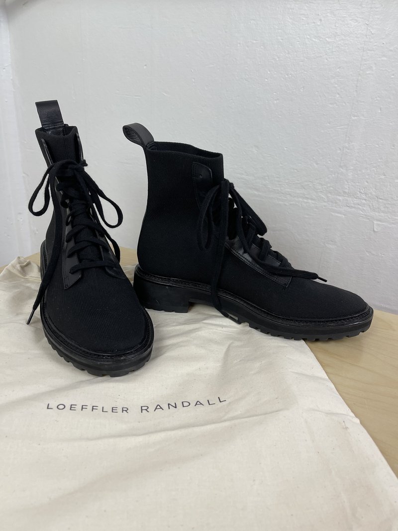 Black Loeffler Randall Brady Knit Combat Boots LOEFFLER RANDALL