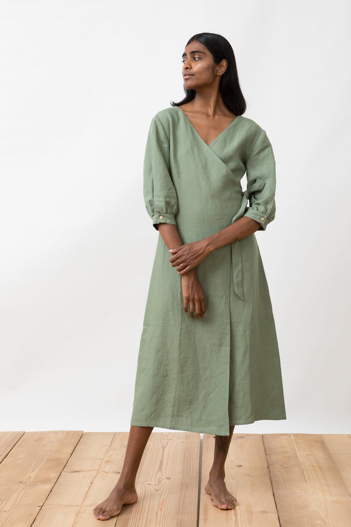 slim fit dress slacks Women's Asymmetric Almond Green Strapless Dress - Rosemonde main image 1