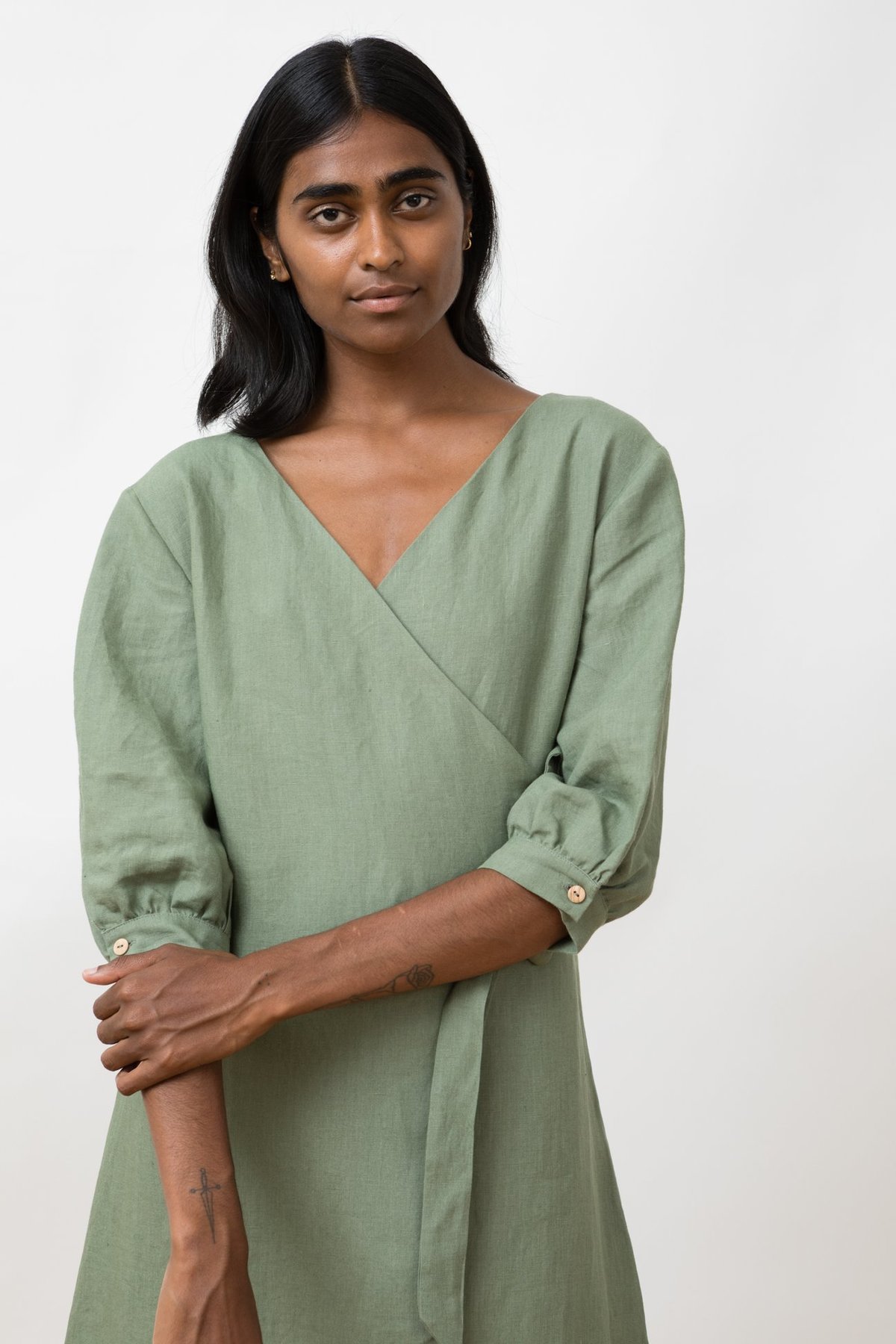slim fit dress slacks Modest Almond Green Evening Dress – Quzey main image 1