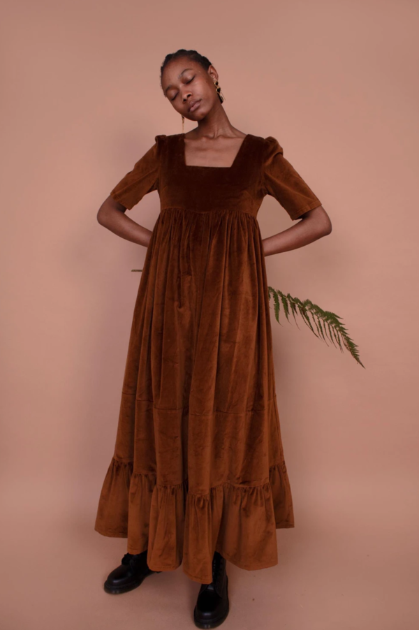 Meadows Clover Dress - Chocolate Velvet | Garmentory Meadows Clover Dress - Chocolate Velvet | Garmentory