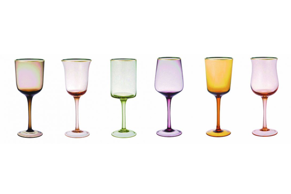 Goblets, Purple & Pink with Gold Rim Goblets, Purple & Pink with Gold Rim