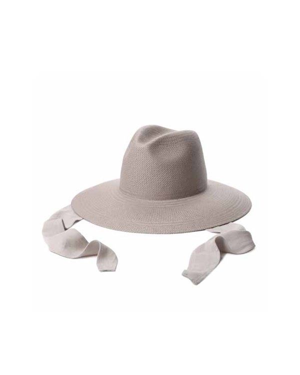Janessa Leone Cream Straw Fedora with Light Gray Band Size Large Lyra Hat | Janessa Leoné main image 4