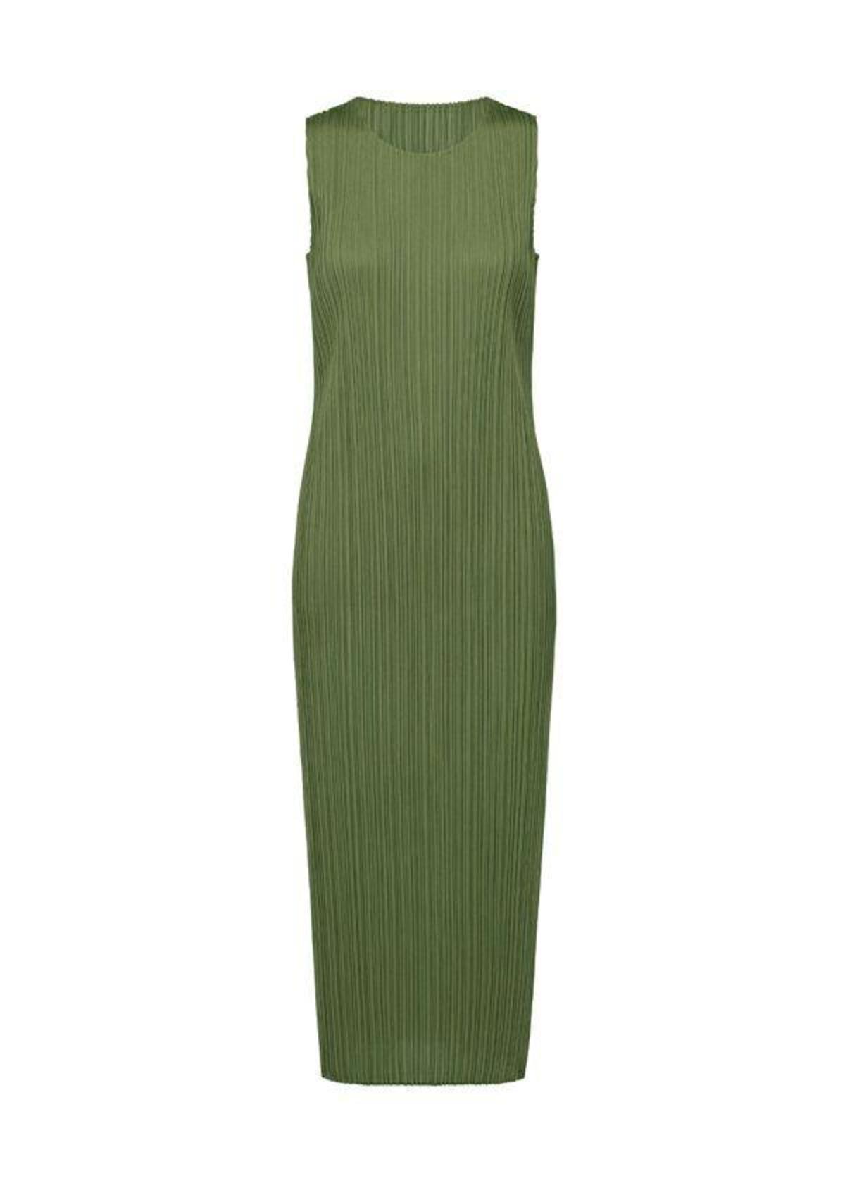Robe Verte Plissée Pleats Please Issey Miyake - Taille S, Longueur 111 Cm - Occasion Parfait état