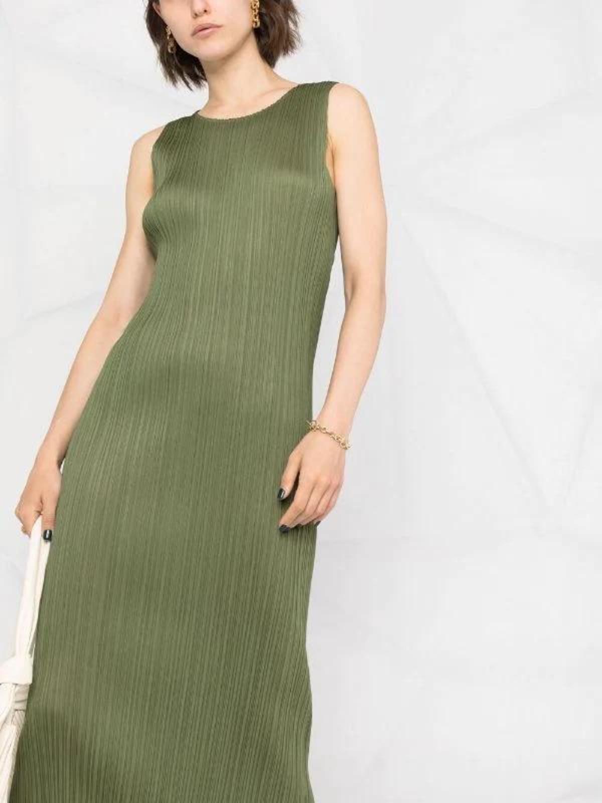 slim fit dress slacks April Monthly Colors Dress in Green by Pleats Please Issey Miyake – Idlewild