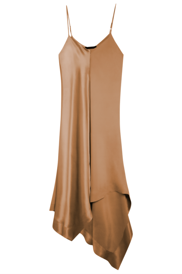 KES Asymmetric Quarter Slip Dress - Chestnut KES Asymmetric Quarter Slip Dress - Chestnut