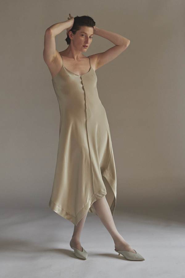 KES Asymmetric Quarter Slip Dress - Chestnut KES Asymmetric Quarter Slip Dress - Chestnut