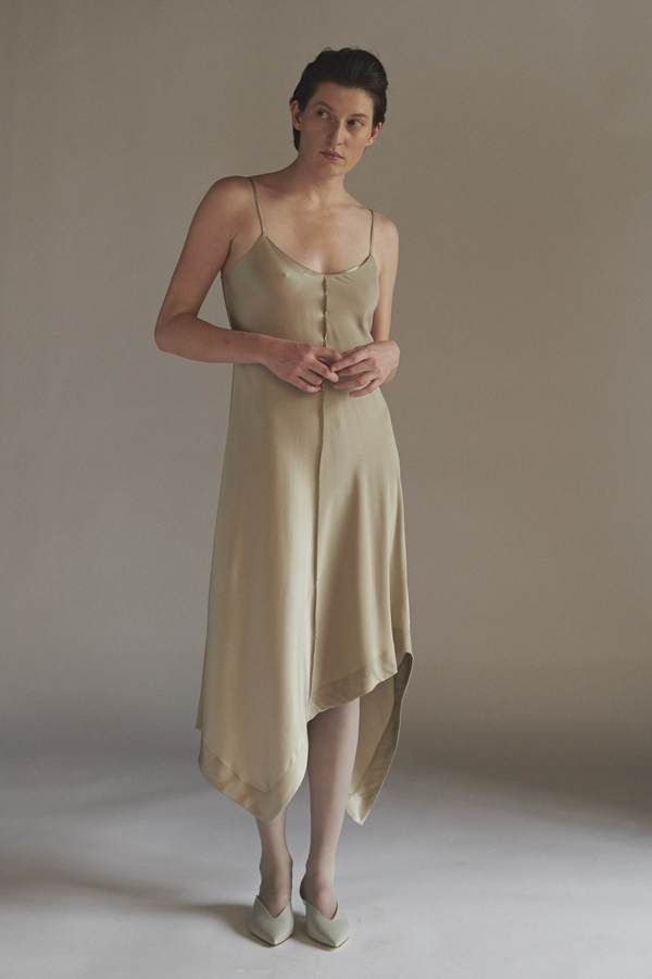 KES Asymmetric Quarter Slip Dress - Chestnut KES Asymmetric Quarter Slip Dress - Chestnut