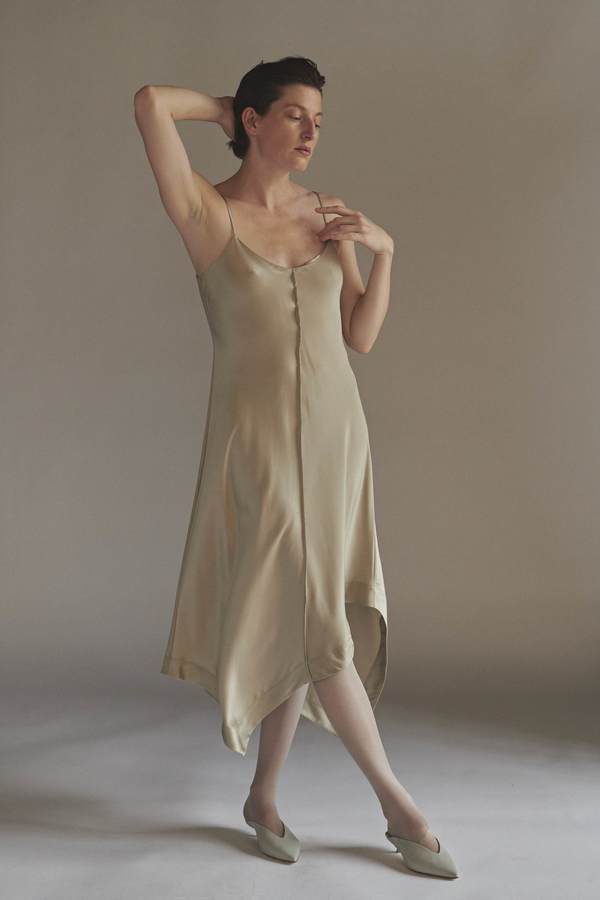 KES Asymmetric Quarter Slip Dress - Cloud KES Asymmetric Quarter Slip Dress - Cloud