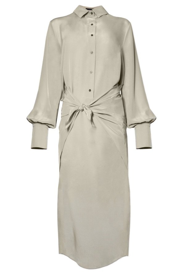 KES Handkerchief Button Up Tied Dress - Cloud KES Handkerchief Button Up Tied Dress - Cloud