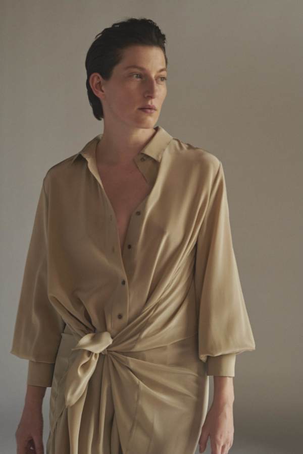 KES Handkerchief Button Up Tied Dress - Cloud KES Handkerchief Button Up Tied Dress - Cloud