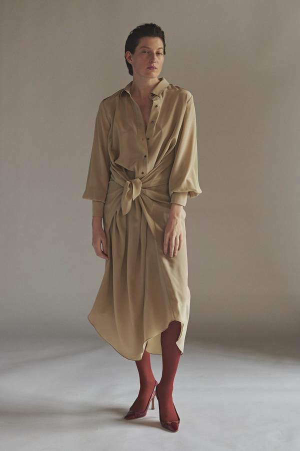 KES Handkerchief Button Up Tied Dress - Cloud KES Handkerchief Button Up Tied Dress - Cloud