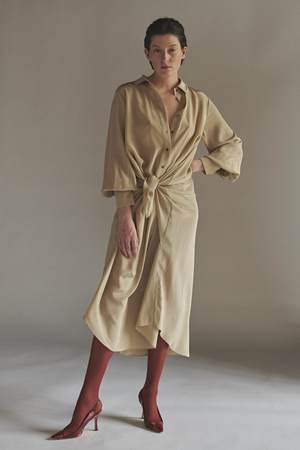 KES Handkerchief Button Up Tied Dress - Cloud KES Handkerchief Button Up Tied Dress - Cloud