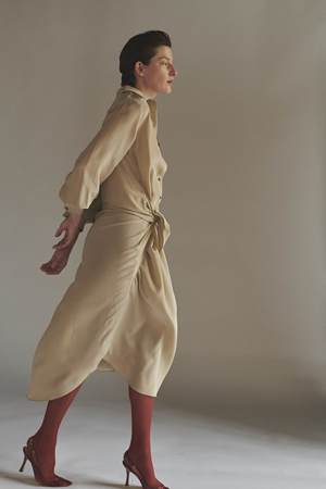 KES Handkerchief Button Up Tied Dress - Cloud KES Handkerchief Button Up Tied Dress - Cloud