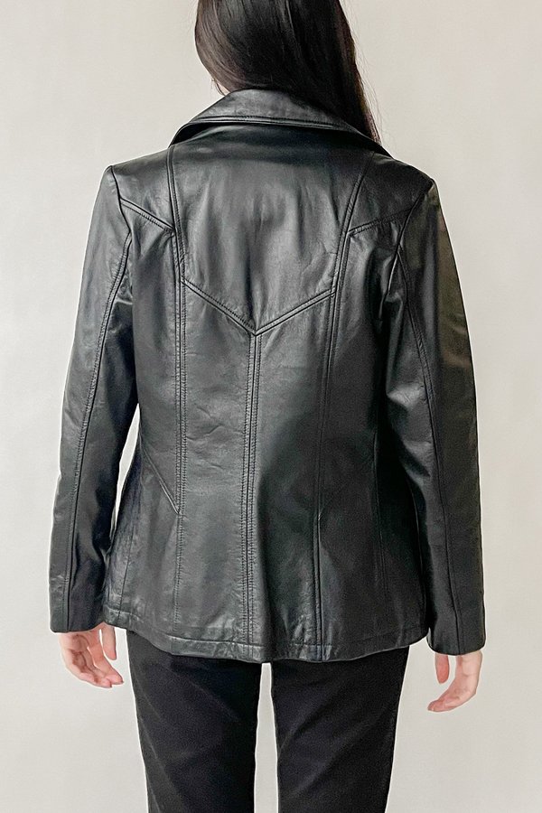 Black Leather Blazer Jacket (S-M) Black Leather Blazer Jacket (S-M)