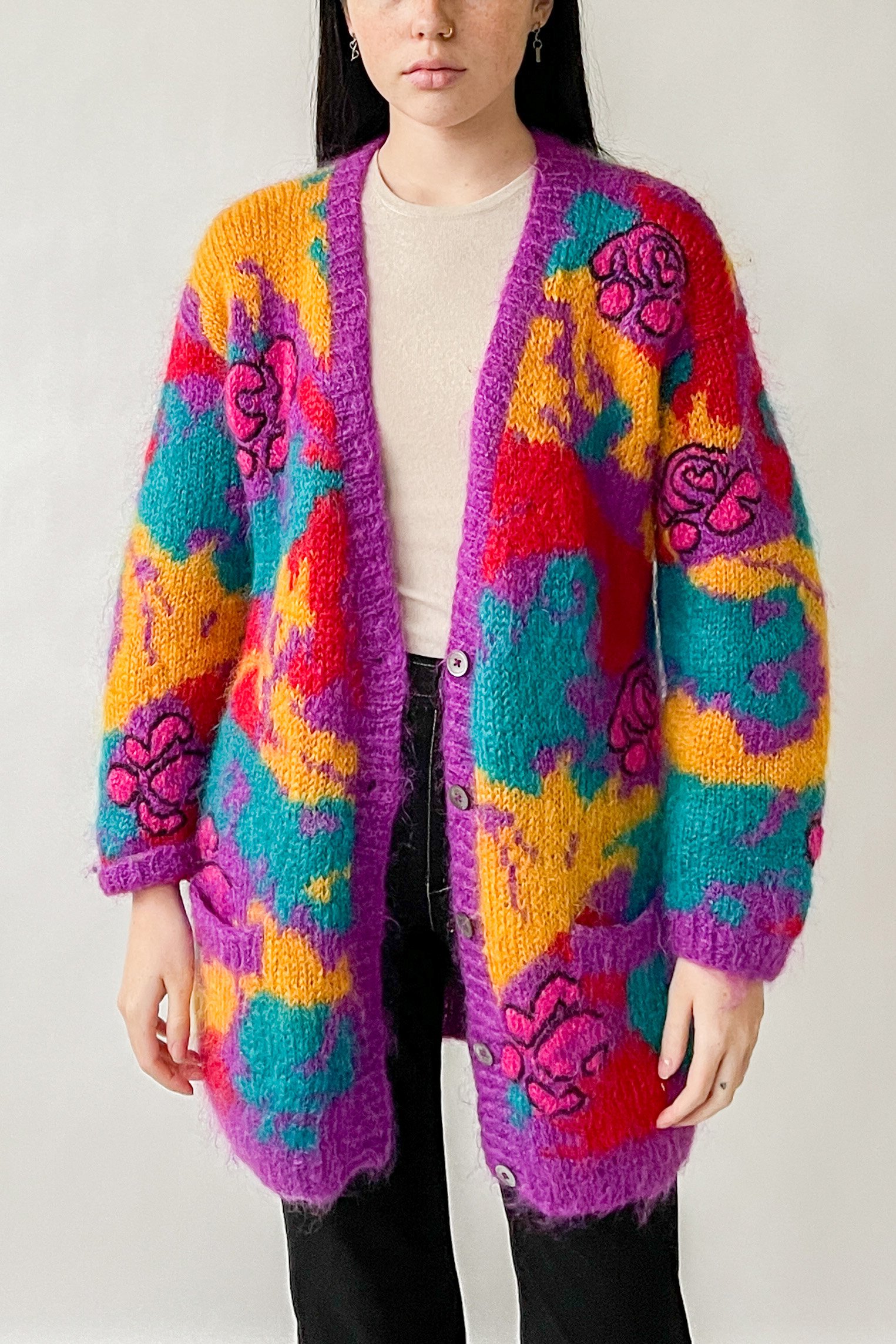 Vintage Floral Mohair Cardigan Sweater | Garmentory
