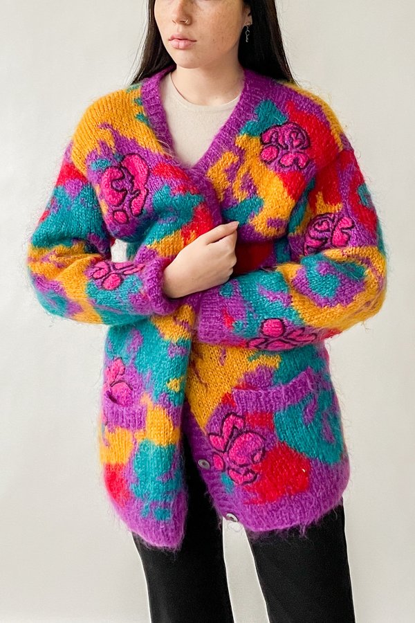 Vintage Floral Mohair Cardigan Sweater | Garmentory
