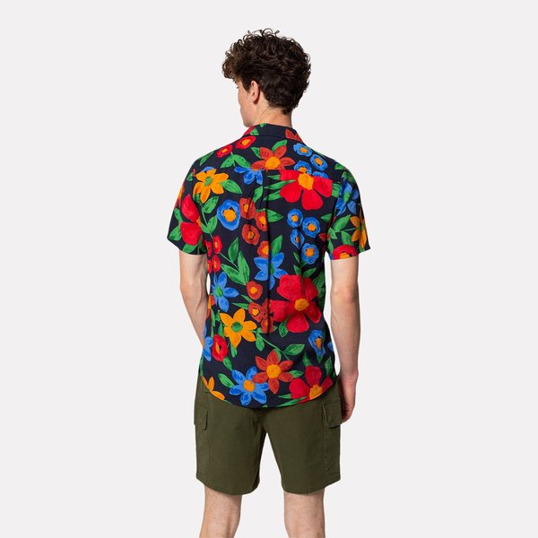 RVLT Short Sleeved Cuban Shirt - Navy RVLT Short Sleeved Cuban Shirt - Navy