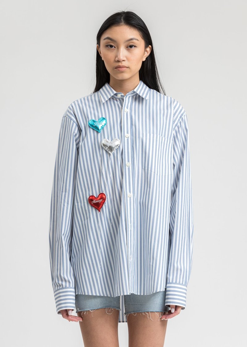 Doublet Happy Balloons Stripe Shirt - Blue/White | Garmentory 