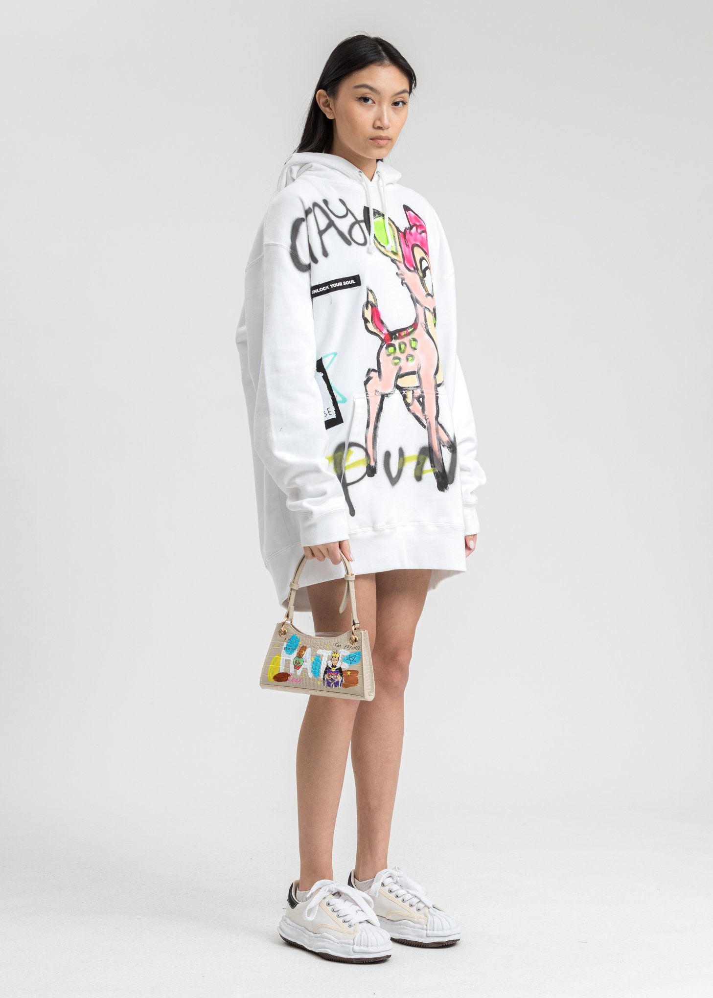 Guernika White Paint Hoodie - Neon Bambi | Garmentory