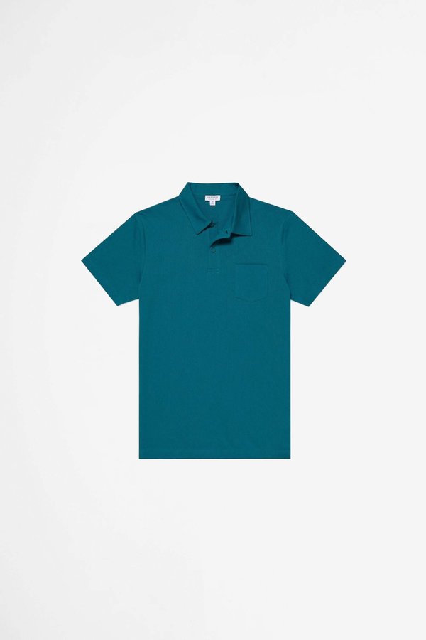 Sunspel Riviera Polo Shirt - Bright Petrol Sunspel Riviera Polo Shirt - Bright Petrol