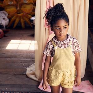 kids Misha & Puff Baby Popcorn Romper - Straw Yellow | Garmentory